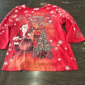 CJ Banks Festive Red Santa Long Sleeve Tee